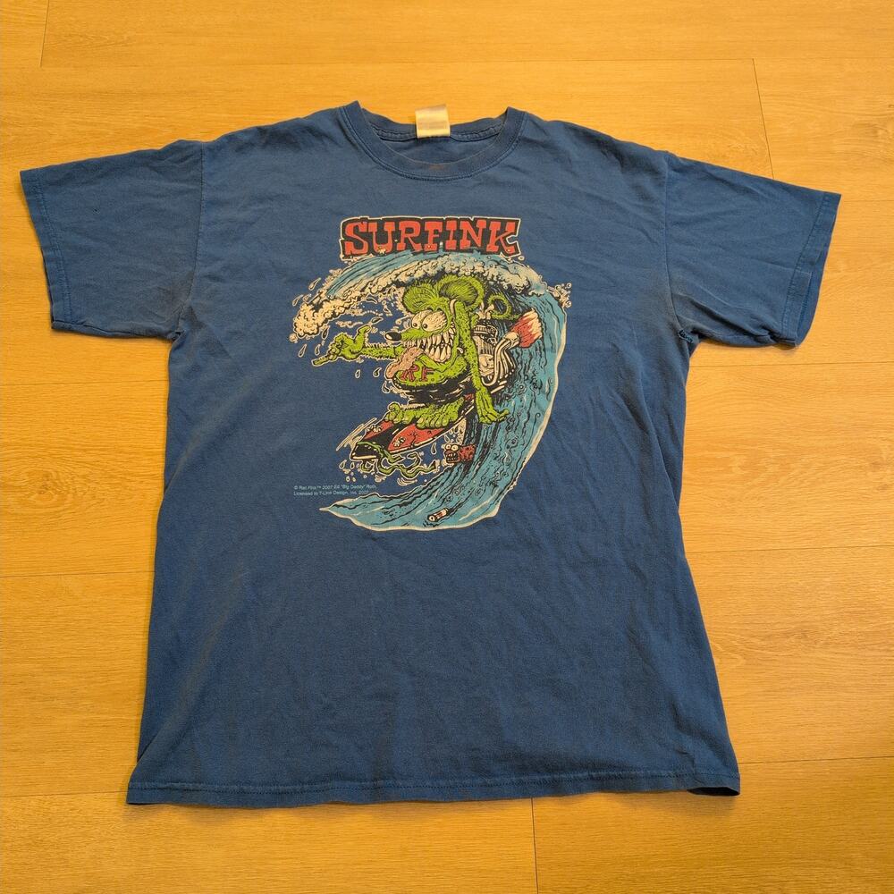 VTG Rat Fink SurfInk Adult Medium Shirt Big Daddy Thrashed Surfer‎ 2007